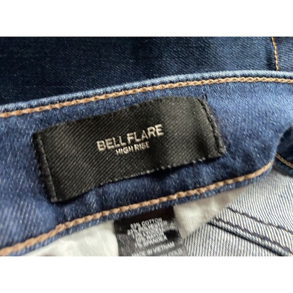 Express Womens Bell Flare High Rise Jeans Size 12L Blue Distress Bell Bottom 70s - Picture 9 of 15